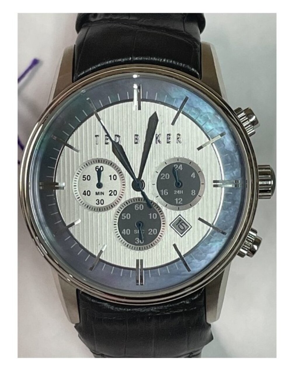 Ted Baker Juanna, Men's Croc Effect Round Watch Black Leather Band